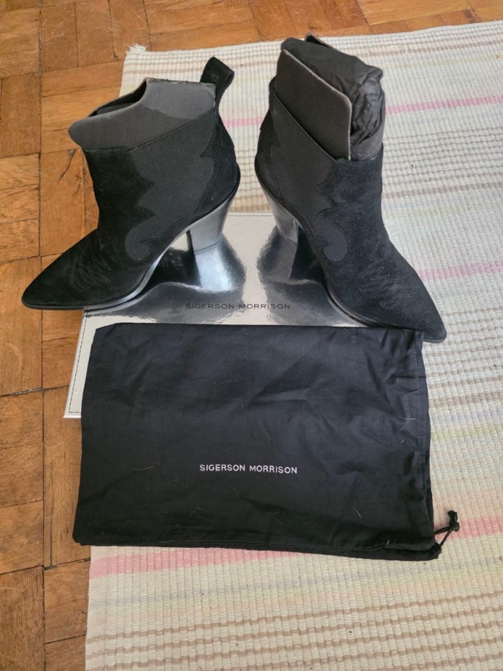 BLACK SUEDE SIGERSON MORRISON BOOTIE - SIZE 37 1/2